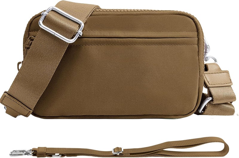 NBERMOTION Checkered Nylon Wristlet Wallets for Women RFID Blocking Purse With Credit Card Holder & Crossbody Strap - Image 1